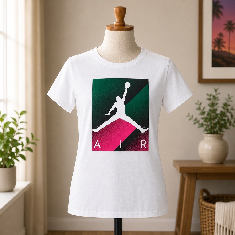 Jordan Jumpman Air Graphic T-Shirt Boys XL White Pink Green Short Sleeve Tee